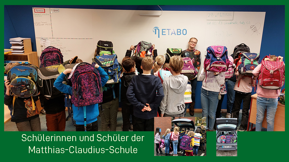 Great support for our GAIN school bag campaign from the 5th graders of the Matthias Claudius School