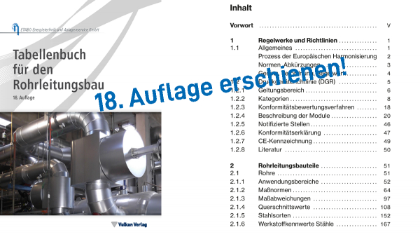18. Auflage unseres „Tabellenbuch für den Rohrleitungsbau“ veröffentlicht!